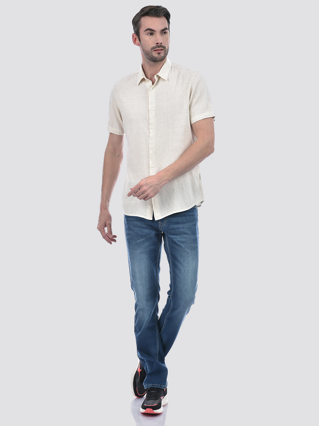 Numero Uno Men Solid Beige Shirt